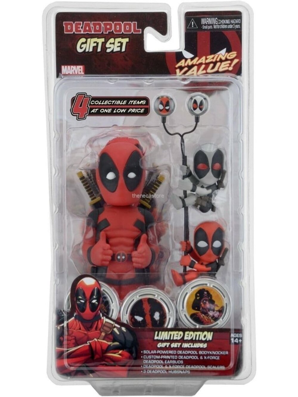Neca Deadpool Gift Set Limited Edition Bodyknocker Bobblehead & Earbuds New